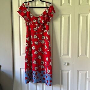 Roz & Ali Red Floral Midi Dress